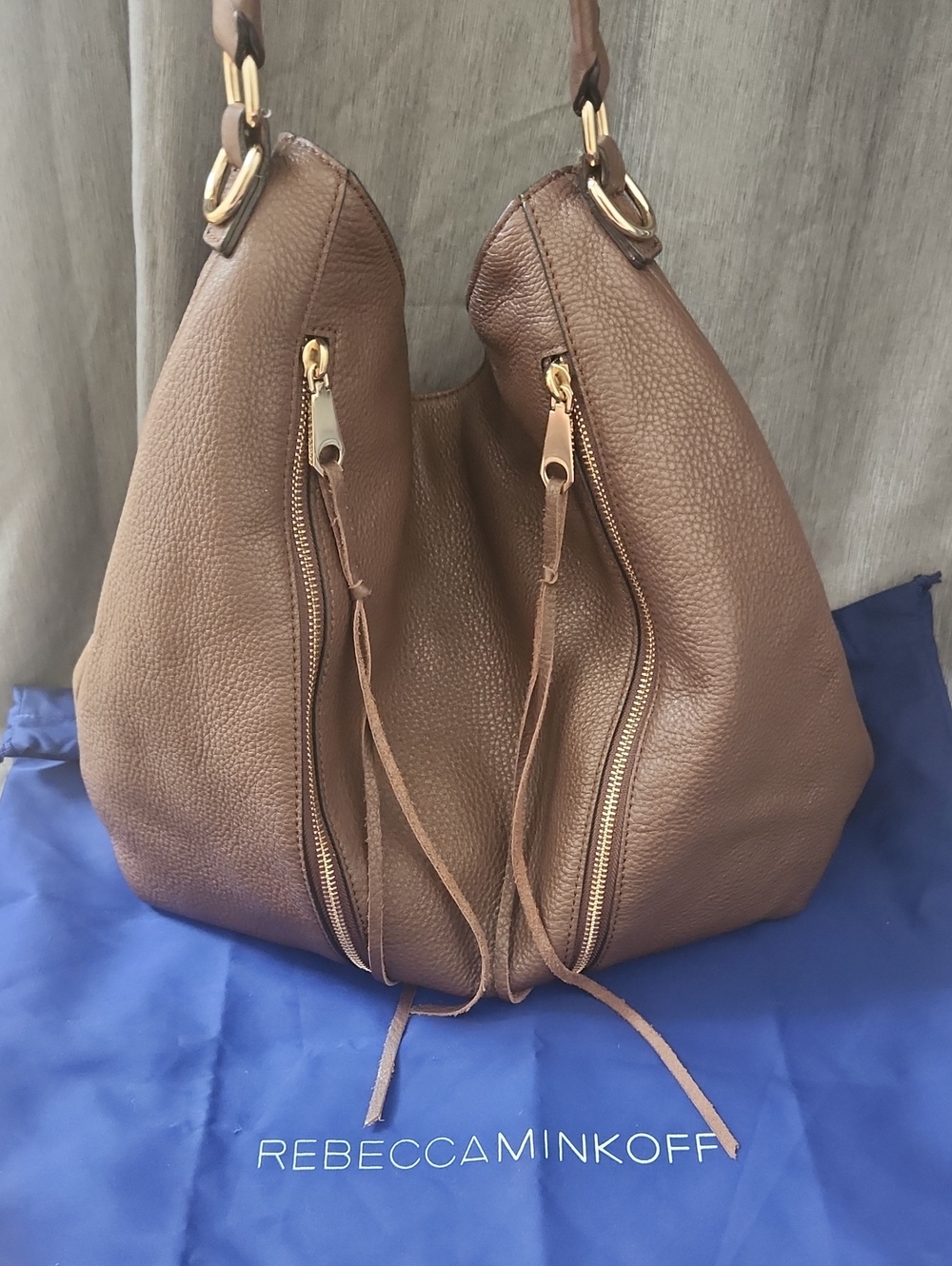 Rebecca Minkoff Moto Hobo Leather Bag Brown Flawless EUC with Dust Bag